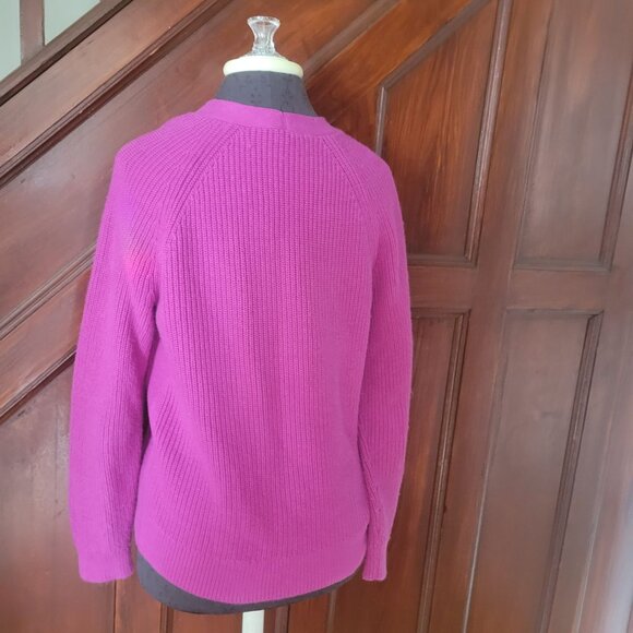 Talbots Petite Womens Button-Down Cardigan Sweater Vibrant Pink Cotton Blend Siz - Picture 6 of 6